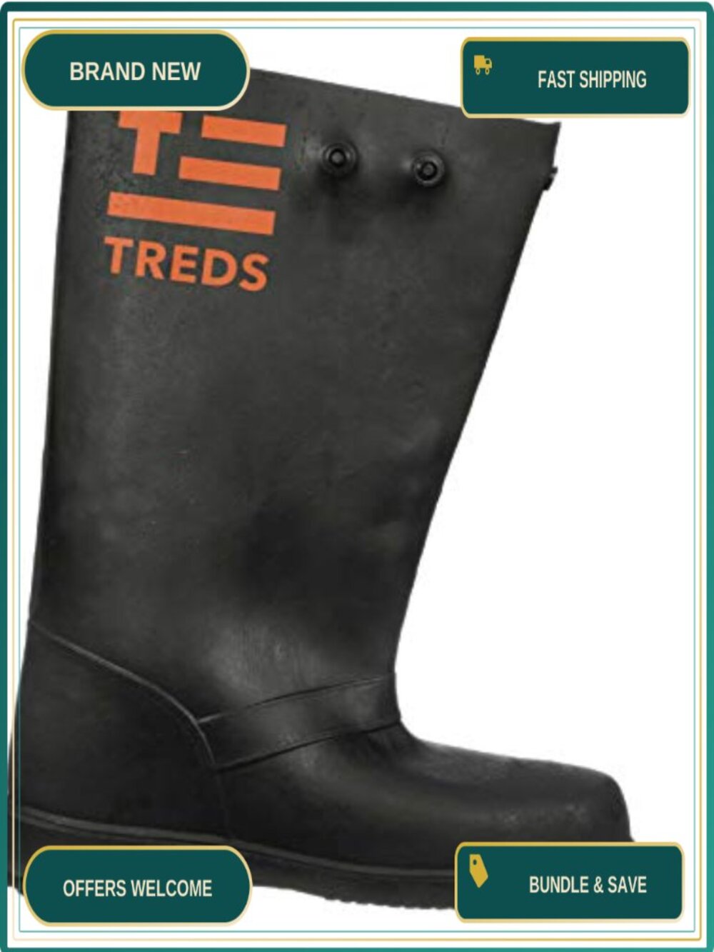 Rubber Concrete Boot Pull-On Overboot Construction Mud Snow Size L/XL 17"